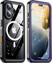 Capa magnética Temdan para iPhone 16 à prova d'água, protetora de tela embutida IP68 subaquática atualização militar à prova de quedas compatível com MagSafe capa de corpo inteiro à prova de choque para celular de 6,1 polegadas roxa Capa magnética Temdan para iPhone 16 à prova d'água, protetora de tela embutida IP68 subaquática atualização militar à prova de quedas compatível com MagSafe capa de corpo inteiro à prova de choque para celular de 6,1 polegadas roxa