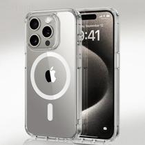 Capa Magnética Transparente com Carregador Sem Fio para iPhone 16/15/14/13/12/11 - Luxo