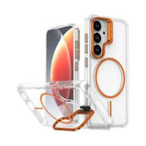 Capa Magnética Transparente De Luxo Com Suporte Para Lentes Para Samsung S26 S25 Ultra S24 S23 plus