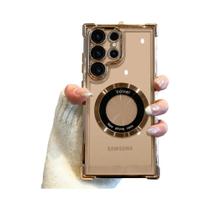 Capa Magnética Transparente De Luxo Para Samsung S25FE S24 S23 Ultra plus A57 37 27 17 07 56 36 26