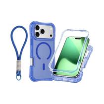 Capa Magnética Transparente Para iPhone 17 pro Max 16 15 14 13 12 plus Com Alça De Pulso E Bumper