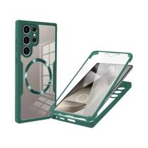 Capa Magnética Transparente Para Samsung Galaxy S26 S25 S24 Ultra S22 S23 FE Com Protetor De Tela E