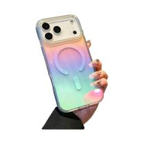 Capa Magsafe Colorida Com Glitter Gradiente Para iPhone 17 16 15 14 13 12 pro Max plus Com