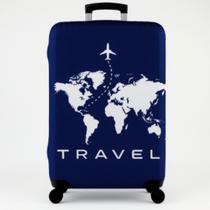 Capa Mala Viagem Protetora Estampa Tecido Mapa Mundo Bagagem Capa Mala Viagem Protetora Estampa Tecido Mapa Mundo Bagagem