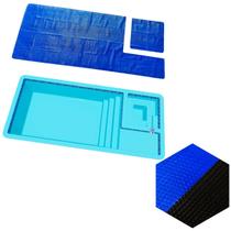 Capa Manta Lona Térmica Para Piscina Atalaia Splash Igui 7 X 3,30m Preta E Azul