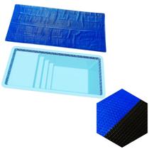 Capa Manta Térmica Para Piscina Tortuga Splash Igui 7 X 3,3m 300 Micras Preta e Azul Proteção Uv