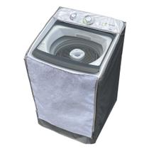 Capa Maquina de Lavar Consul 13kg 15kg 16kg Zíper Transparente Cinza