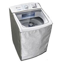 Capa Maquina de Lavar Electrolux Led 13 14kg Ziper Transparente Cinza