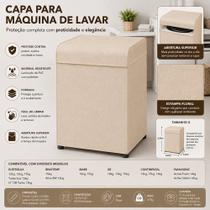 Capa Máquina de Lavar Forrada Abertura Superior G Bege Protetora Impermeável Resistente Durável Proteção Contra Poeira