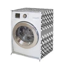 Capa Maquina de Lavar Roupa Abertura Frontal c/ Ziper ZigZag GG Proteção praticidade ante-arranhoes decoração lavanderia moderno