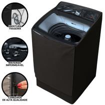 Capa Maquina Lavadora Brastemp 12kg BWK Zíper Transparente Preta