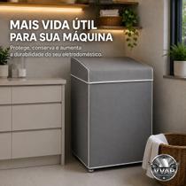 Capa Máquina Lavar PVC Tampa Cinza P Antimofo Proteção Lavadora