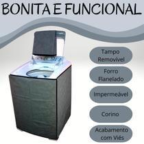 Capa Máquina Lavar Roupa Flanelada Impermeável Electrolux Brastemp Consul Colormaq 8Kg 9Kg 10Kg 11Kg 12Kg 13Kg 14Kg 15Kg