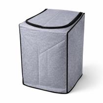 Capa Máquina Lavar Roupas Brastemp 12kg 13kg 15kg Flanelada cor cinza