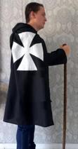 Capa masculina templário medieval renascentista cavaleiro guerreiro túnica retrô Halloween cosplay roupão