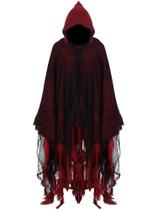 Capa medieval de Halloween Geyoga para homens, linho vermelho, médio Capa medieval de Halloween Geyoga para homens, linho vermelho, médio