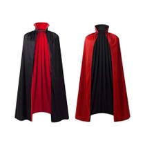 Capa Medieval Reversível Vermelha E Preta Com Capuz Para Adultos E Crianças, Capa De Tecido