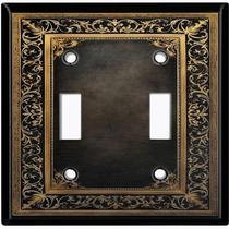 Capa metálica para interruptor de luz 2 módulos com alavanca e floral Capa metálica para interruptor de luz 2 módulos com alavanca e floral