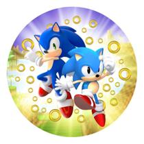 Capa Mini Para Painel Redondo 50x50 Tema Amy e Sonic Game Festa Veste Fácil Infantil Capa Mini Para Painel Redondo 50x50 Tema Amy e Sonic Game Festa Veste Fácil Infantil