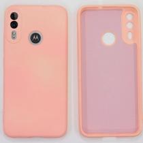Capa Moto E6 Plus Silicone Aveludada Rosa-claro Lisa