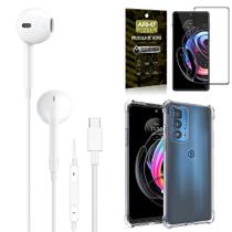 Capa Moto Edge 20 Pro + Fone De Ouvido Tipo C + Película 3D - Armyshield