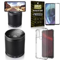 Capa Moto G71 + Som Bluetooth Potente Q3 + Película 3D
