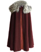 Capa MSorient Viking Fur Shoulder Castanha Medieval XL Vermelha
