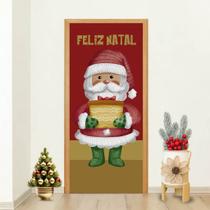 Capa Natalina para Porta com Papai Noel Presente e Frase Feliz Natal Ideal Decoração de Casa Festiva Capa Natalina para Porta com Papai Noel Presente e Frase Feliz Natal Ideal Decoração de Casa Festiva