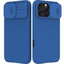 Capa Nillkin para iPhone 16 Pro, capa de câmera deslizante azul de 6,3"