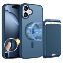 Capa Ntwinro para iPhone 16, carteira magnética azul de 6,1 polegadas RFID Capa Ntwinro para iPhone 16, carteira magnética azul de 6,1 polegadas RFID