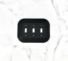 Capa oval para interruptor de luz, estilo mid-century modern, preta, para triplo interruptor Capa oval para interruptor de luz, estilo mid-century modern, preta, para triplo interruptor