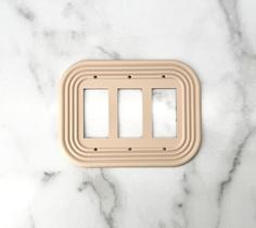 Capa oval para interruptor de luz estilo mid-century moderno, bege, tripla