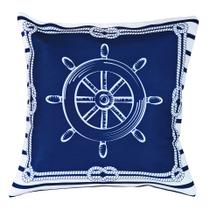 Capa P/ Almofada Estampa Timão Navio Marítima Azul 45x45cm Capa P/ Almofada Estampa Timão Navio Marítima Azul 45x45cm
