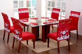 Capa P/ Cadeira Estofada Estampa Natalina Kit 04 Unidades Capa P/ Cadeira Estofada Estampa Natalina Kit 04 Unidades