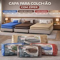 Capa p/ Colcão Zíper Box Solteiro Casal Queen King - Capa Protetora Colchão TAMANHO:KING 2,00X2,00X0,50CORES:PRETO