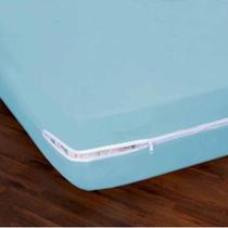 Capa P/Colchão Solteiro Poliéster com Zíper Azul
