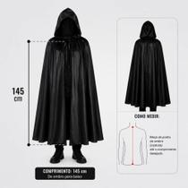 Capa P/ Fantasia Dracula Bruxa Fantasma Preta Capuz Adulto Capa P/ Fantasia Dracula Bruxa Fantasma Preta Capuz Adulto