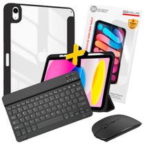 Capa P/ iPad 10 10.9 2022 + Teclado + Mouse Preto + Pelicula Capa P/ iPad 10 10.9 2022 + Teclado + Mouse Preto + Pelicula