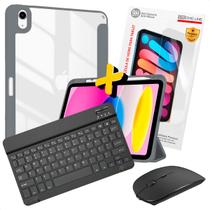 Capa P/ iPad 10 10.9 2022 + Teclado + Mouse Preto + Pelicula Capa P/ iPad 10 10.9 2022 + Teclado + Mouse Preto + Pelicula