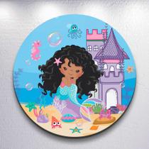 Capa p/ Painel Redondo Sereia Sublimada de Festa Tamanho Grande ou Mini Decoração Infantil Menina Capa p/ Painel Redondo Sereia Sublimada de Festa Tamanho Grande ou Mini Decoração Infantil Menina