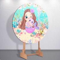 Capa p/ Painel Redondo Sereia Sublimada de Festa Tamanho Grande ou Mini Decoração Infantil Menina Capa p/ Painel Redondo Sereia Sublimada de Festa Tamanho Grande ou Mini Decoração Infantil Menina