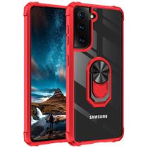 Capa p/ Samsung s21 Plus Vermelho Transparente c/ Sup. Anel