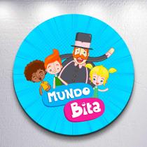 Capa Painel Redondo 50x50cm Festa Infantil Mundo Incrível do Bita Mini e Grande