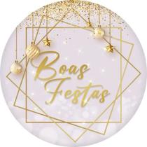 Capa Painel Redondo Festa Ano Novo 50x50 Cm Decoração Tema Feliz Ceia Brilho Tamanho