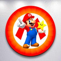 Capa Painel Redondo Festa Game Mario Jogo Estampa Infantil Mini e Grande Decoração Divertida