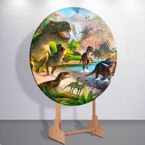 Capa Painel Redondo Festa Parque Dos Dinossauros Estampa Infantil Mini e Grande Decoração Divertida