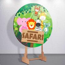 Capa Painel Redondo Festa Safari Animais Estampa Infantil Mini e Grande Decoração Divertida Capa Painel Redondo Festa Safari Animais Estampa Infantil Mini e Grande Decoração Divertida
