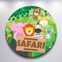 Capa Painel Redondo Festa Safari Animais Estampa Infantil Mini e Grande Decoração Divertida Capa Painel Redondo Festa Safari Animais Estampa Infantil Mini e Grande Decoração Divertida