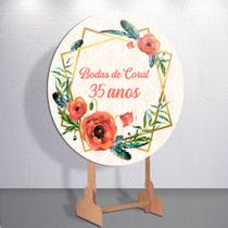 Capa painel redondo tamanhos grande e mini para festa Bodas de Coral 35 Anos decoração Feminina Capa painel redondo tamanhos grande e mini para festa Bodas de Coral 35 Anos decoração Feminina