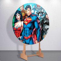 Capa Painel Sublimado Dc Heroi Super Amigos Menino Decoração Festa Estampa Redondo Mini Grande